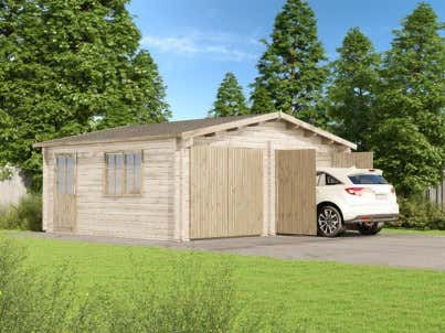 Garage double en kit 28.40 m² avec portes bois double