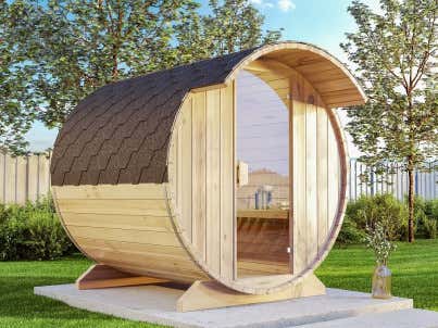 Un sauna tonneau 3m d'extérieur est de tradition et d'une originalité